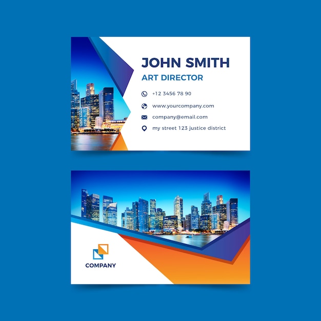 Free vector business card abstract template with pic