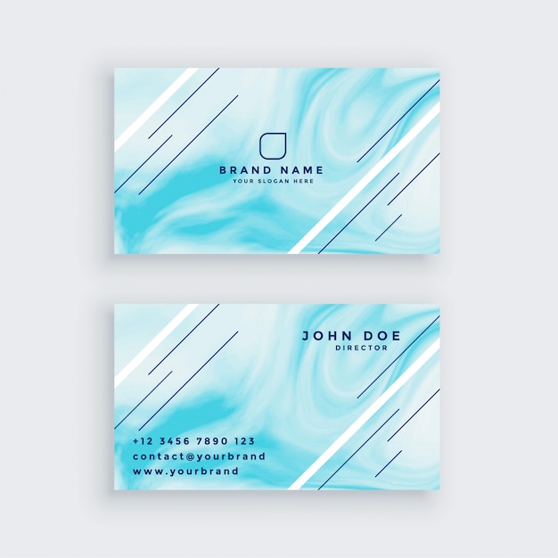 Free vector business card in blue marble texture