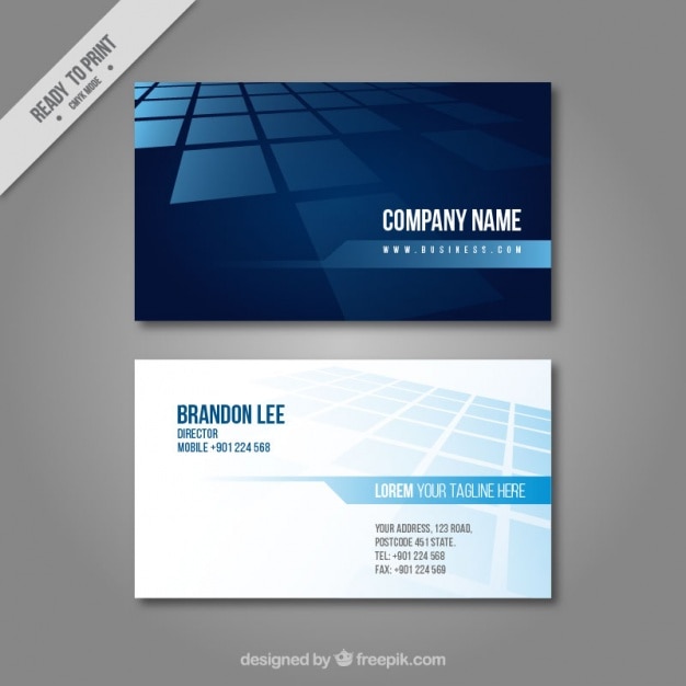 Free Vector business card in blue tones