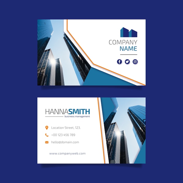 business card buildings and sky