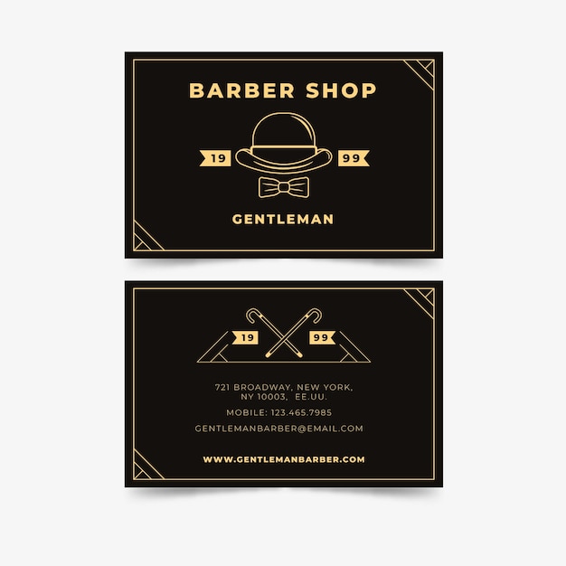 Free vector business card concept for barber shop in new york