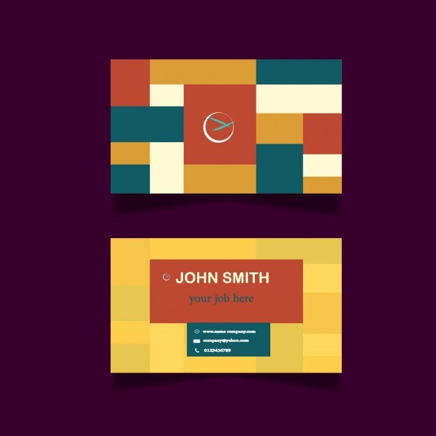 Business card design with coloured squares