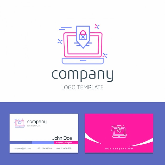 Free vector business card design with cyber security company logo vector