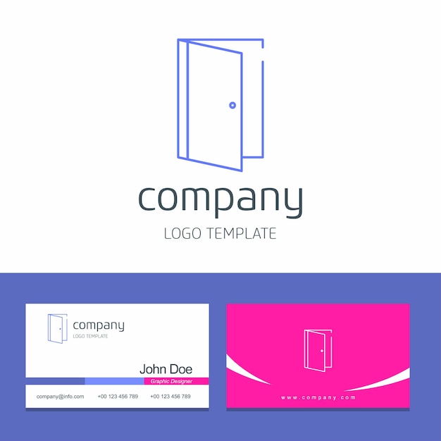 Business card design with door company logo vector