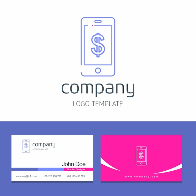 Business card design with smart phone company logo vector