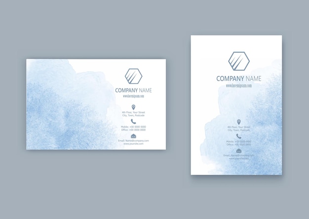Business card design with a watercolour design