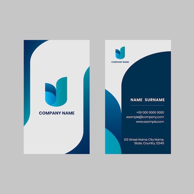 Free vector business card editable template  in blue and white