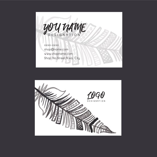 Business card feather design