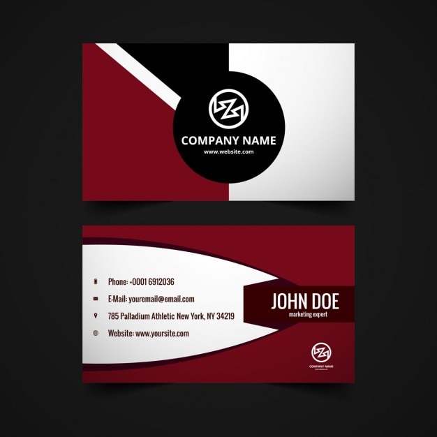 Business card in garnet tones