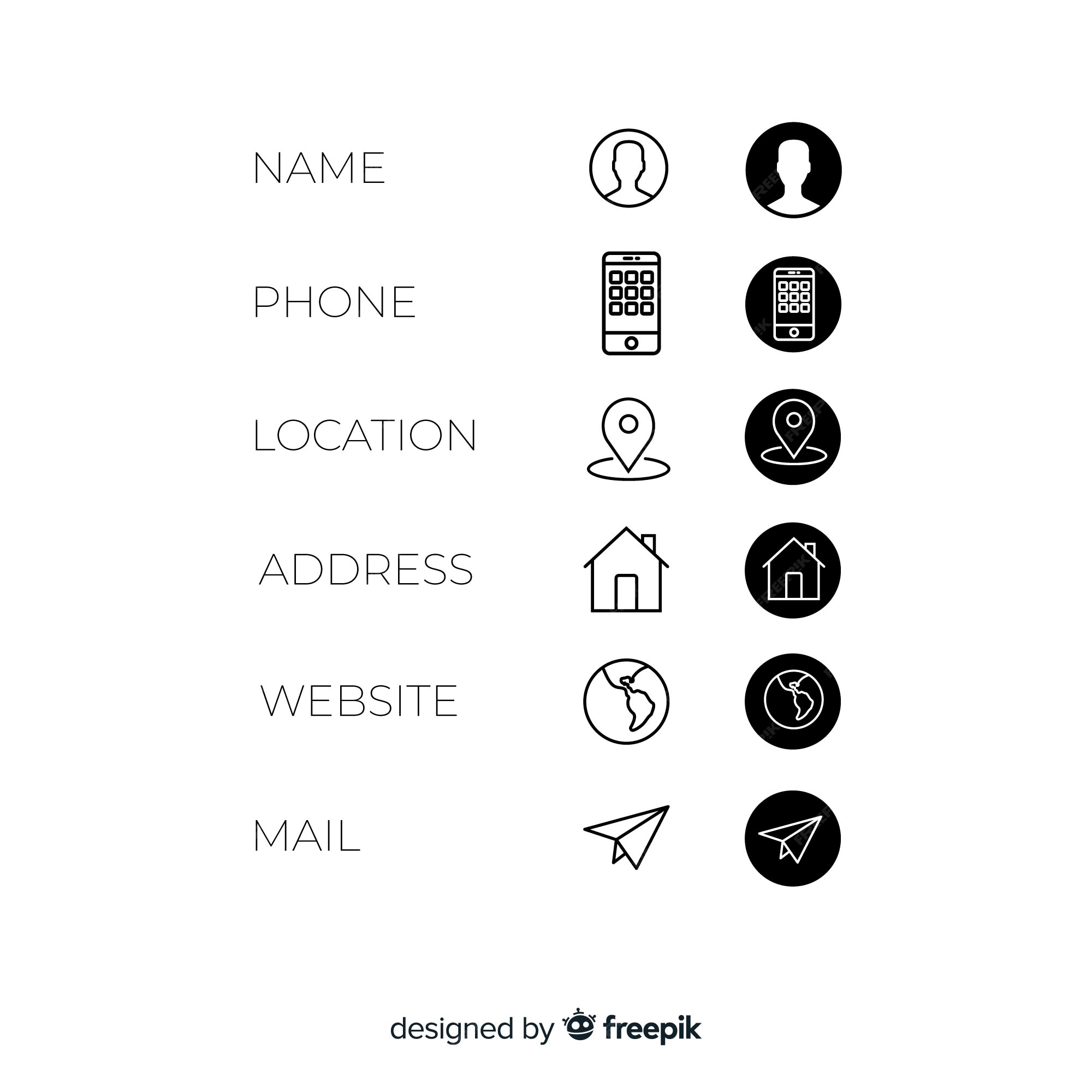 Free Vector  Business card icons set