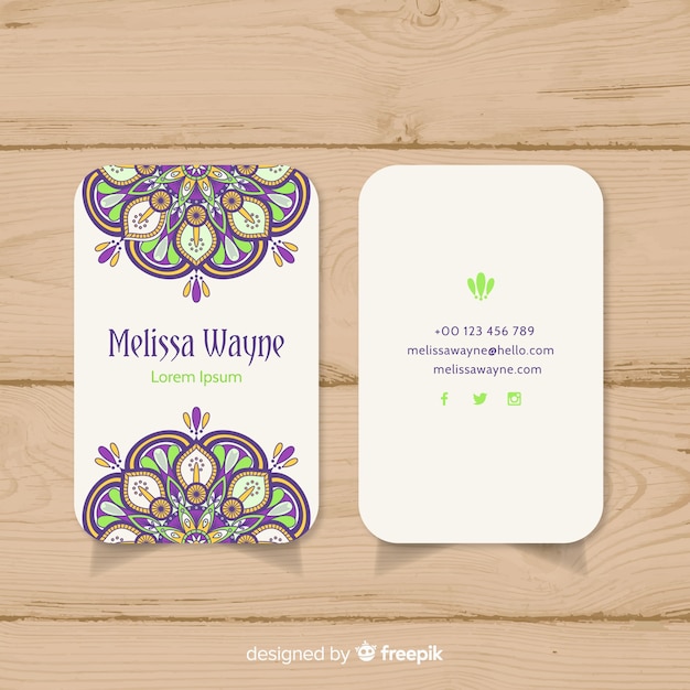 Free vector business card in mandala style