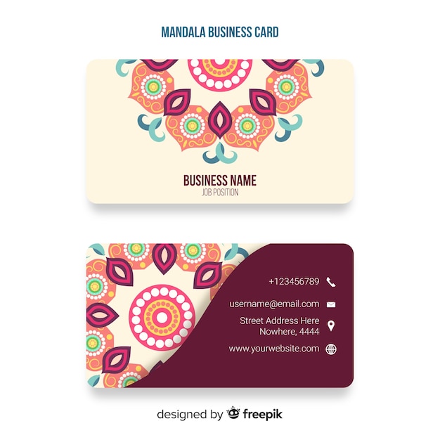 Free vector business card in mandala style