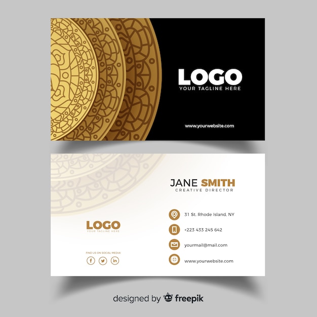 Free vector business card in mandala style