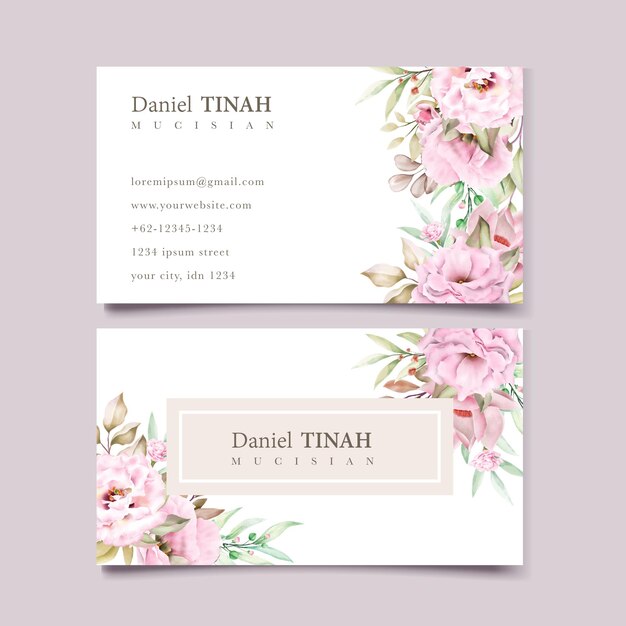 Floral Watercolor Business Card, DYI Blank Business Card Template Oh Kate,  Made to Match  Sets and Facebook Covers, Business Card 