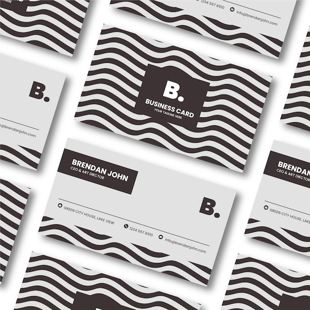 Free vector business card set with distorted lines