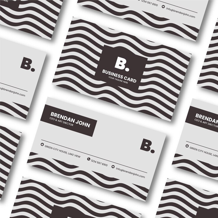 Free Vector business card set with distorted lines