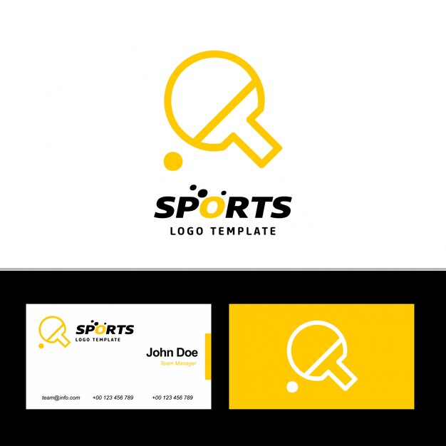 Business card of sports with yellow and white theme