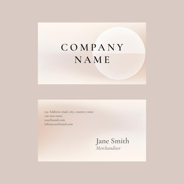 Business card template in beige for beauty brand in feminine theme