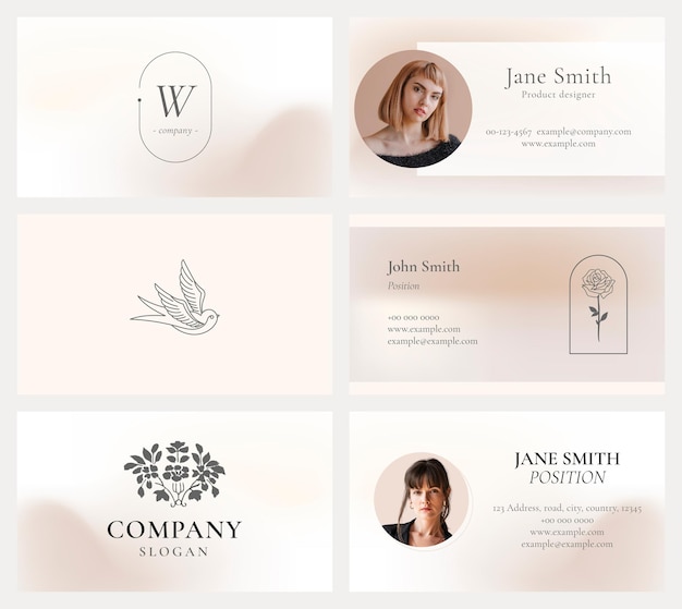 Business card template  in beige for beauty brand set in feminine theme