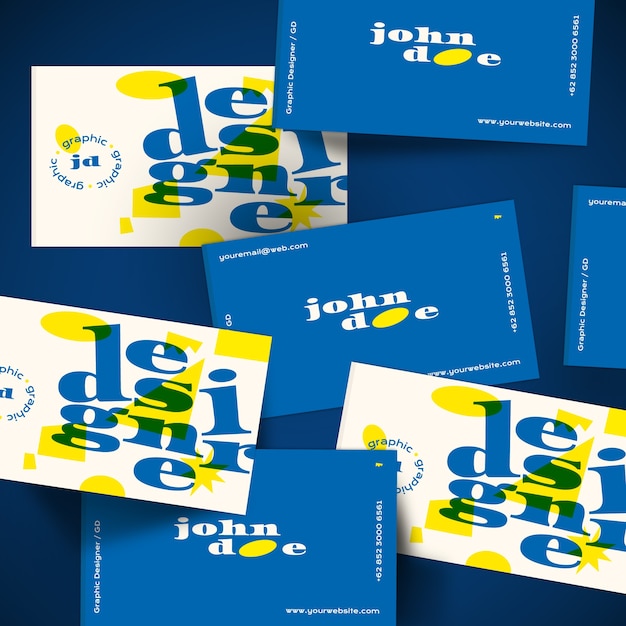 Free vector business card template in blue and yellow