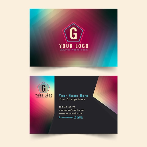 Business card template colorful gradient