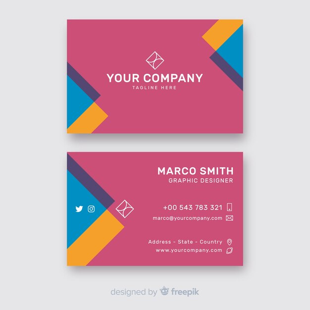 Business card template in colorful style