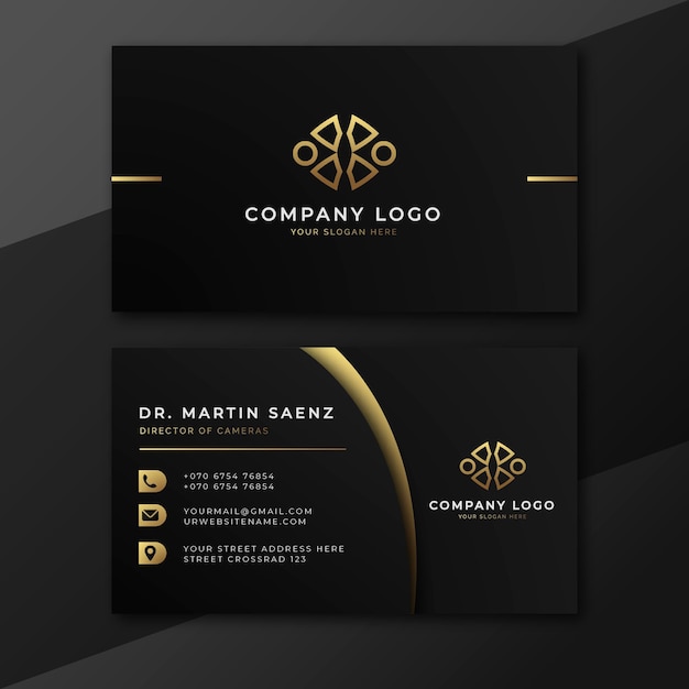 Free vector business card template gold foil