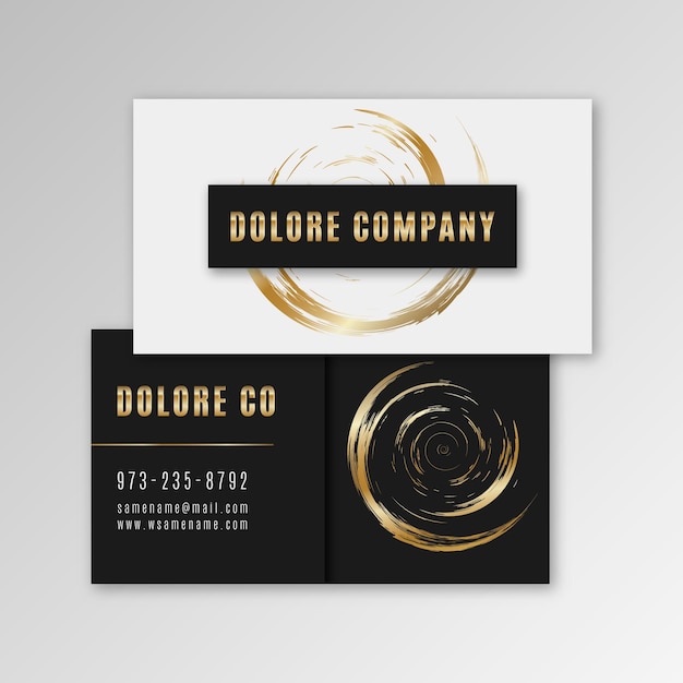 Business card template golden brush strokes