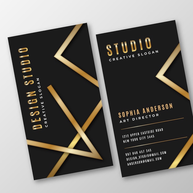 Business card template golden lines