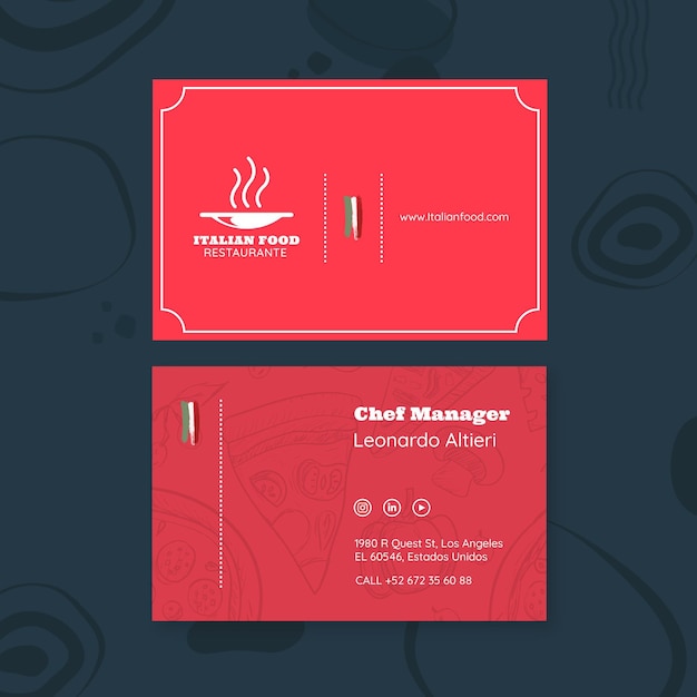 Business card template for italian food restaurant