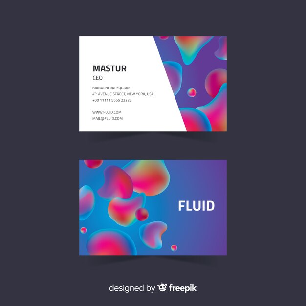 Business card template liquid shapes