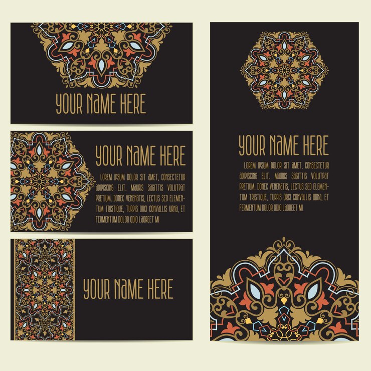Бесплатный Вектор шаблон визитной карточки mandala design