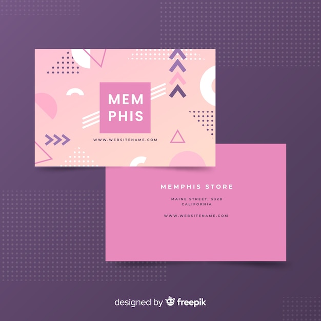 Business card template in memphis style