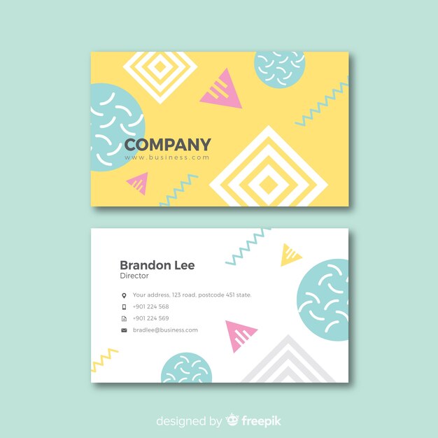 Business card template memphis style