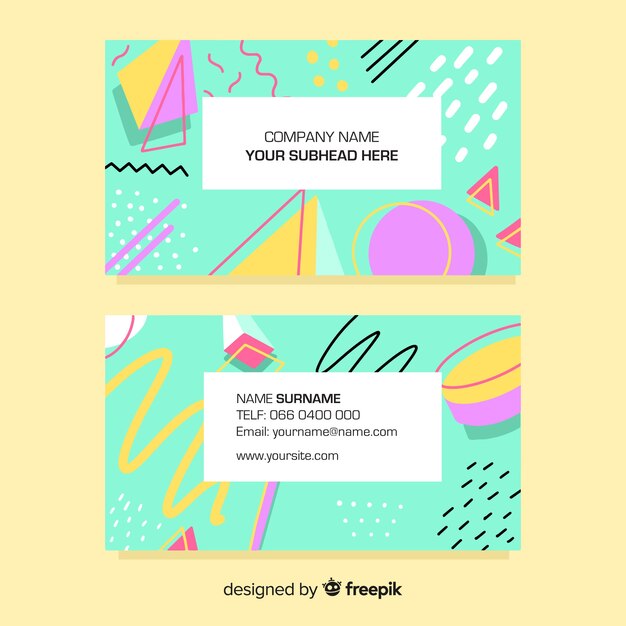 Business card template memphis style