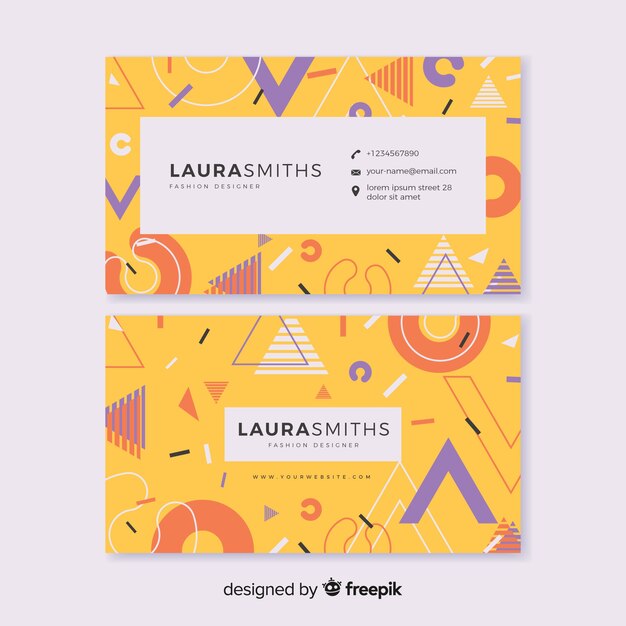 Free vector business card template in memphis style