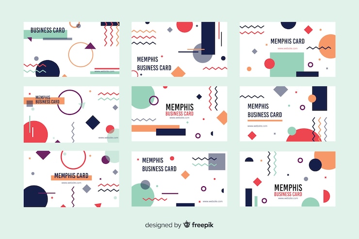 Free Vector business card template memphis style