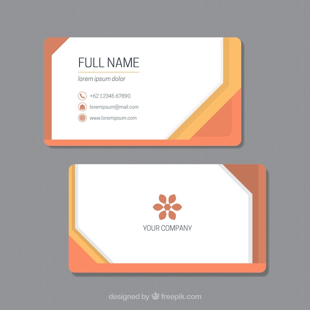 Business card template in orange tones