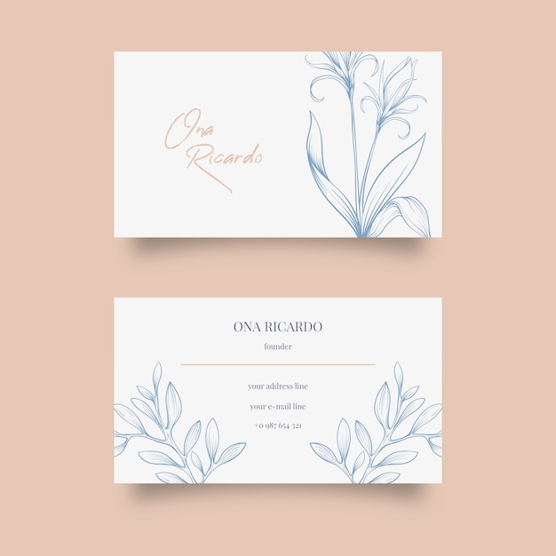 Free vector business card template in realistic floral style