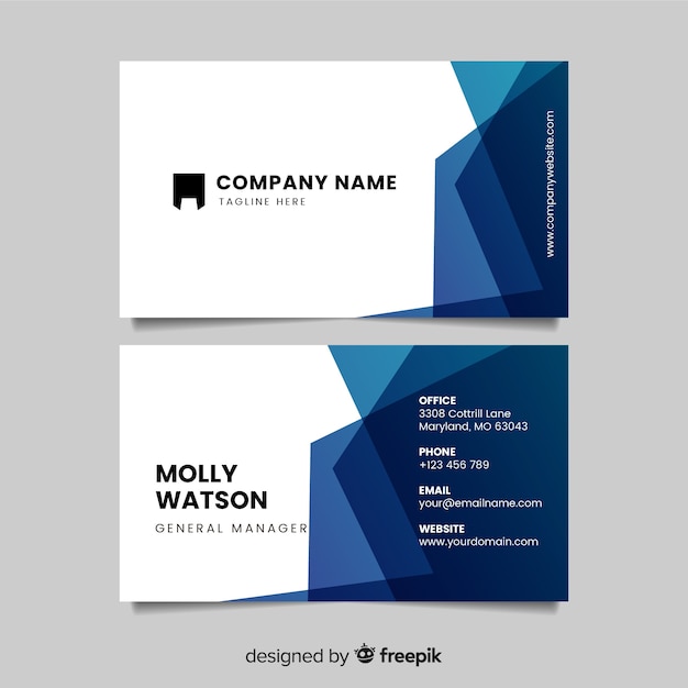 Free vector business card template with abstract gradient shapes