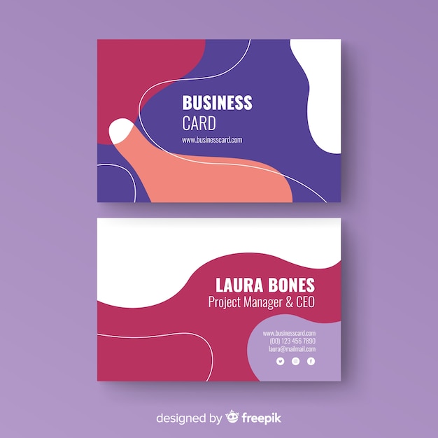 Business card template with abstract shape