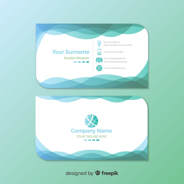 Free vector business card template with abstract shapes