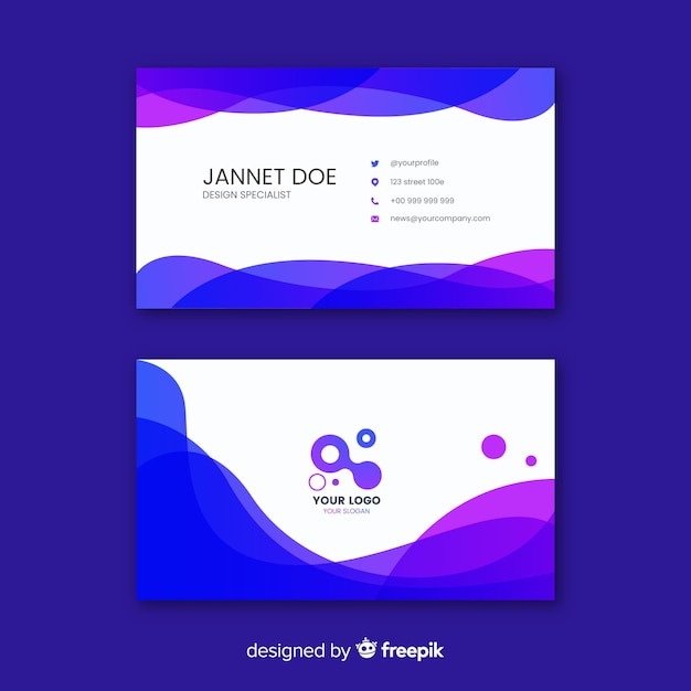 Business card template with abstract shapes