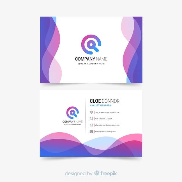 Business card template with abstract shapes