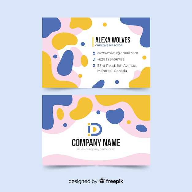 Free vector business card template with abstract shapes