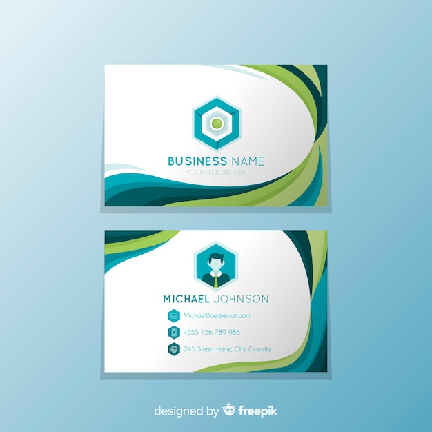 Free vector business card template with abstract shapes