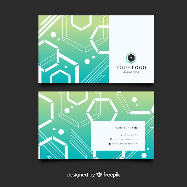 Business card template with abstract shapes