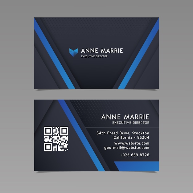 Business card template with blue lines