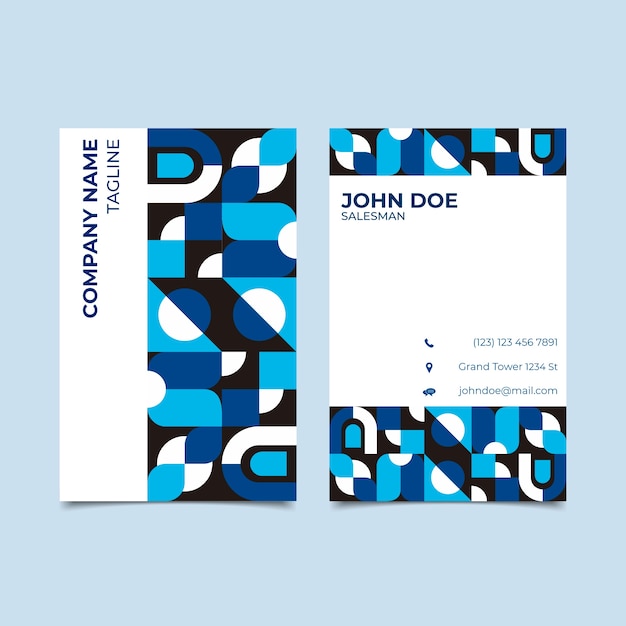 business card template with classic blue concept