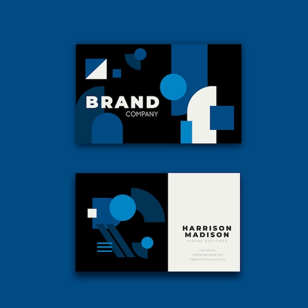 Business card template with classic blue design